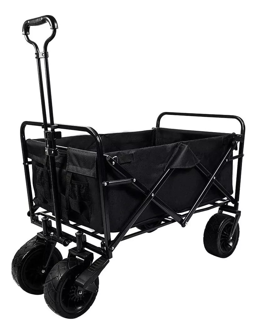Carro camping plegable negro con ruedas